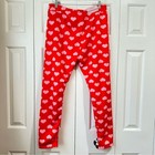 Nwt Serra Fleece Lined Leggings Xl Red With Pink Hearts
