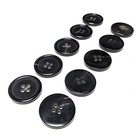 A Lot Of 10 Genuine Horn Buttons For Suit  Jacket  Blaze 4-hole Flat Black