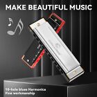 10 Holes Diatonic Harmonica Metal Sliver Mouth Organ C Key Blues Harp With Case