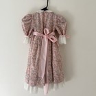 Vintage Girls Prairie Dress Cottagecore Sz 5 Puff Sleeve Pink Floral Lace Spring