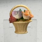 Vintage Brooch Hallmark 1982 Woven Basket Flower Fabric Plastic Floral Pin Y2k