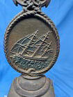 Antique Bradley   Hubbard Oval With Ship Anchor Top Cast Iron Door Stop
