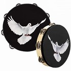  Set Of 2 Tambourine  10  And 8  Dove Church Tambourine With Double Row Black