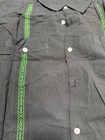 Men s Black green Guayabera Cotton Linen Embroidered Point Collar Button-up M