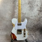Vintage White Electric Guitar  Alder Body  Maple Fretboard  Fixed Bridge