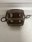 Antique Handmade Block Tackle Wood Iron Pulley Nautical Double Pulley Barn 7 25   
