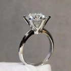 4ct Round Cut Real Moissanite Solitaire Engagement Ring 14k White Gold Plated