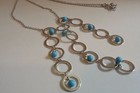 925 Sterling Silver Multi-strand Turquoise Bead Necklace Pendant   New Design  