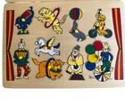 Wooden Peg Puzzle Lot Circus Farm Preschool Learning Complete 2 Puzzles