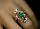 2 10 Ct Green Emerald Art Deco Vintage Engagement Ring 14k Yellow Gold Over