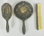 Vintage Silver Plated Hand Mirror  Brush   Comb Set