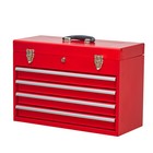 4-drawer Portable Steel Tool Box Chest With Lock   Liner Red Powder Coat Garage