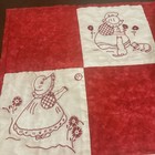 Completed Redwork Sunbonnet Sue Embroidery Wall Hanging 32 X 23 5  Quilt