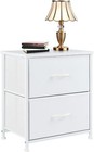 White Nightstand With 2 Fabric Drawers Small Dresser Living Bedroom Furniture