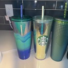 Set Of 5 Starbucks  Tumblers 24oz  All With Original Straws  One Metal