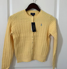 Polo Ralph Lauren Girl   s Cotton Cable Knit Cardigan Yellow Size L  12-14  Nwt