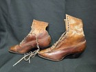 Antique Pair Of Victorian Women s Lace Up Heeled Shoe Boots - Brown Leather