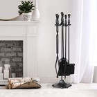 Fireplace Tools Set 5pcs Wrought Iron Indoor W stand For Fire Place Kit Holder