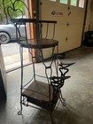 Antq Shoe Shine Parlor Chair Wrought Iron And Oak Ultra-rare All Original Finish