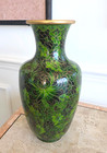 Large 12     Chinese Cloisonne Enamel Vase Floral Pattern  porcelain In Copper 