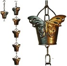 Butterfly Design Rain Chain - 3 Ft Decorative Metal Downspout Replacement
