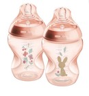 Tommee Tippee Natural Start Anti-colic  Slow Flow Baby Bottles 9oz 2 Pack Pink