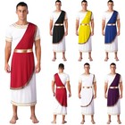 Greek God Costume Mens Roman Toga Long Robe King Carnival Party