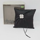 Ivy Lane Design Garbo Collection Black Satin Rhinestone Wedding Ring Pillow Htf