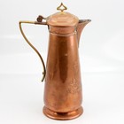 Antique Tined Copper brass Jugendstil Cockerel Design Jug Pitcher W Lid Pre 1909