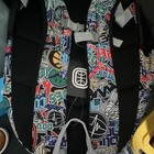 Otb Men s Graphic Print Zip Backpack W  Pockets  Multicolor black Travel