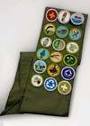 Vintage 1970s Bsa Boy Scout Merit Badge Sash Lot 18 Patches Green Border Eagle