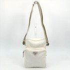 Prada Nylon Shoulder Bag Camera Bag White Triangular Plate made In Italy Auth