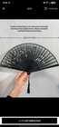 Folding Hand Fan With Tassel  Black   Gray Floral Fabric  Asian Style