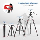 Neewer Basics 187cm Video Tripod With Fluid Head  Metal Frame  Tripod Tp37
