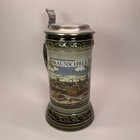 Vintage Staffel Stoneware German Beer Stein W Pewter Lid West Germany 7   