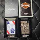 Zippo Windproof Harley Davidson Skull Lighter New   Pabst Blue Ribbon 49545