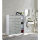 Gray Grey Finish Wooden 7 Drawer Chest Dresser Clothes Storage Side Door Locking