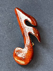 Vintage Handmade Carved Wood Wooden Sixteenth Pin Brooch     1 And 5 8th   s Inches