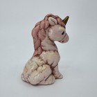 Vintage 1990s Hand Painted Ceramic Unicorn Figurine Cute For Nursery Pink 3 5   
