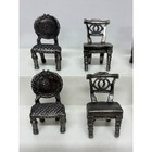 Vintage Miniature Pewter Chairs Set Of 8 Ornate Dollhouse Furniture Figurines
