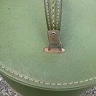 Vtg Mcm Green Textured Vinyl Tall Round Travel Carrying Case Hat Wig Box 