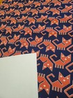 Awesome Rare Vintage Mid Century Retro 70s Blue Red Geometric Cats Fabric  Look 