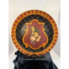 Vintage Wall Plaque Or Cloche Platform Floral Crest Design Art Decor