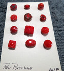 12 Vintage Antique Red Porcelain Diminutive Fancy Buttons Red