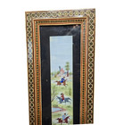 Vintage Persian Painting On Bone Khatam Frame Long Narrow Picture 19 25  X 5 75 