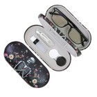2-in-1 Contact Lens   Eyeglasses Case  Hard Shell Travel Holder With Mirror  Bla
