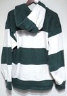 Vtg Barbarian Ireland Rugby Hoodie Large 3 Clovers Crest 90s 00s Green Striped