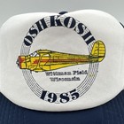 Vintage 1985 Oshkosh Air Show Trucker Hat Wittman Field Wisconsin Snapback Cap