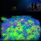 100pcs 3d Stars Glow In The Dark Luminous Fluorescent Wall Stickers Room Decor