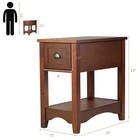 Set Of 2 Contemporary Side End Table Compact Table W  Drawer Nightstand Walnut